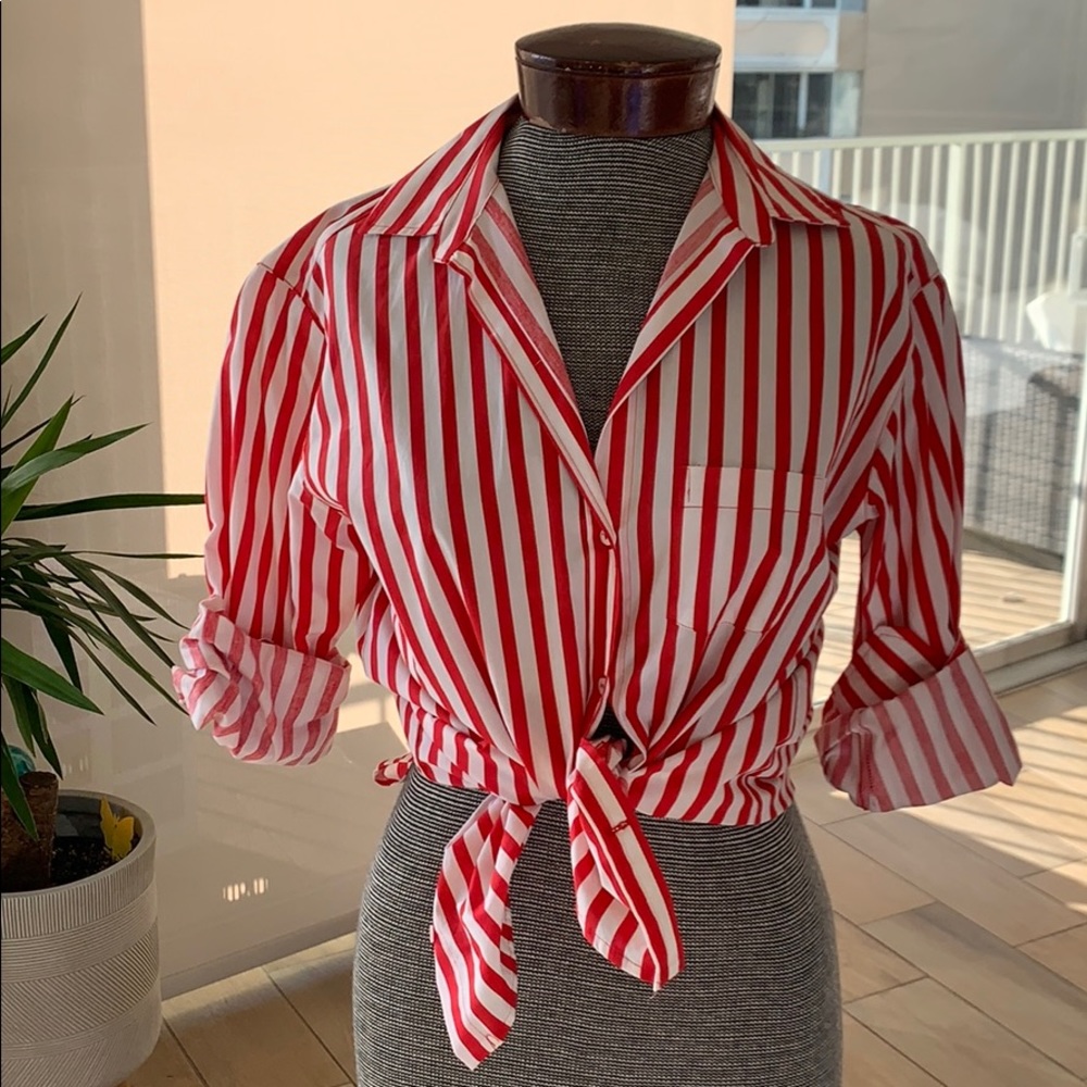 NWOT Zara Striped Button Up